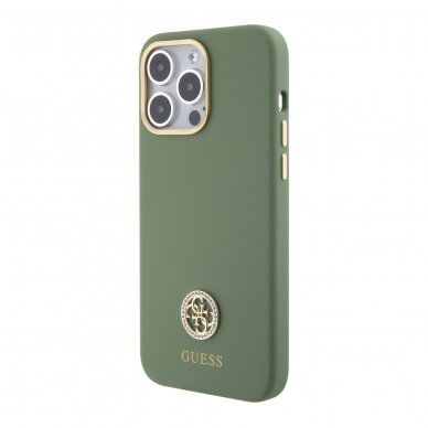 iPhone 15 PRO MAX khaki Silicone HC Strass Logo GUESS nugarėlė 1