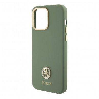 iPhone 15 PRO MAX khaki Silicone HC Strass Logo GUESS nugarėlė 5