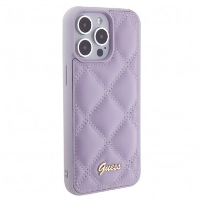 iPhone 15 PRO MAX light purple PU Leather HC Quilted Metal Logo GUESS nugarėlė 3