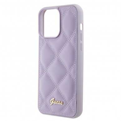 iPhone 15 PRO MAX light purple PU Leather HC Quilted Metal Logo GUESS nugarėlė 4