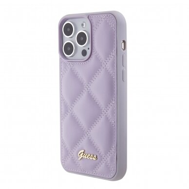 iPhone 15 PRO MAX light purple PU Leather HC Quilted Metal Logo GUESS nugarėlė 1