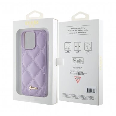 iPhone 15 PRO MAX light purple PU Leather HC Quilted Metal Logo GUESS nugarėlė 7