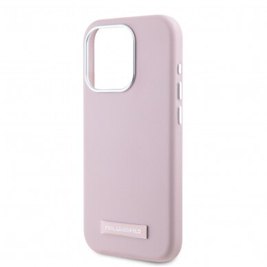 iPhone 15 PRO MAX pink Magsafe PU FW Metal Plate KARL LAGERFELD nugarėlė 5