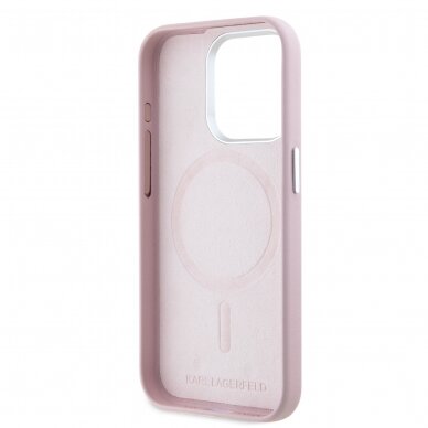 iPhone 15 PRO MAX pink Magsafe PU FW Metal Plate KARL LAGERFELD nugarėlė 6