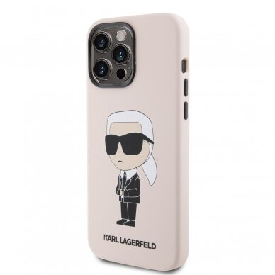 iPhone 15 PRO MAX pink NFT Liquid Silicone KARL LAGERFELD nugarėlė 2