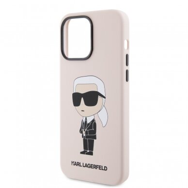 iPhone 15 PRO MAX pink NFT Liquid Silicone KARL LAGERFELD nugarėlė 5