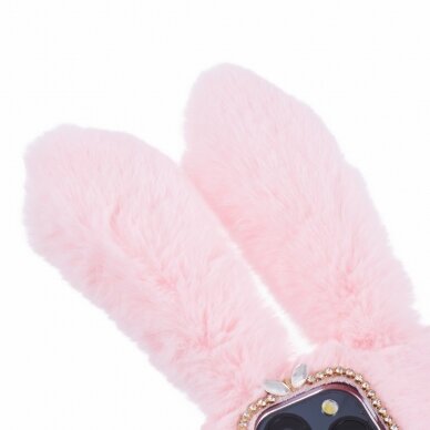 iPhone 15 PRO MAX pink nugarėlė Fluffy rabbit 3