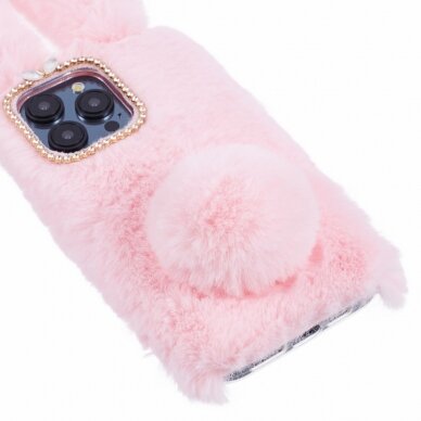 iPhone 15 PRO MAX pink nugarėlė Fluffy rabbit 5