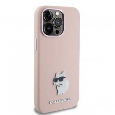 iPhone 15 PRO MAX pink Silicone Metal PIN KARL LAGERFELD nugarėlė 3