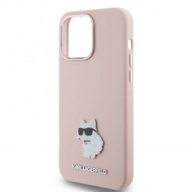 iPhone 15 PRO MAX pink Silicone Metal PIN KARL LAGERFELD nugarėlė 5