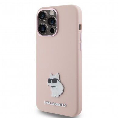 iPhone 15 PRO MAX pink Silicone Metal PIN KARL LAGERFELD nugarėlė 1