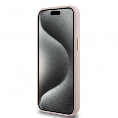 iPhone 15 PRO MAX pink Silicone Script Metal Logo&Frame GUESS nugarėlė 4