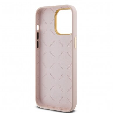 iPhone 15 PRO MAX pink Silicone Script Metal Logo&Frame GUESS nugarėlė 6