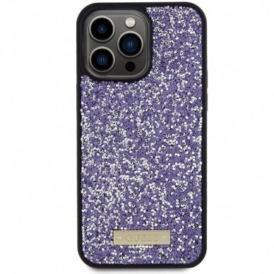 iPhone 15 PRO MAX purple Rhinestone Metal Logo GUESS nugarėlė 10