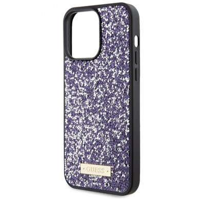 iPhone 15 PRO MAX purple Rhinestone Metal Logo GUESS nugarėlė 13