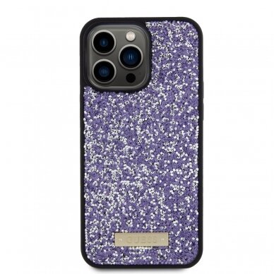 iPhone 15 PRO MAX purple Rhinestone Metal Logo GUESS nugarėlė 6