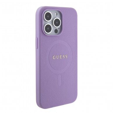 iPhone 15 PRO MAX purple Saffiano MagSafe GUESS nugarėlė 3