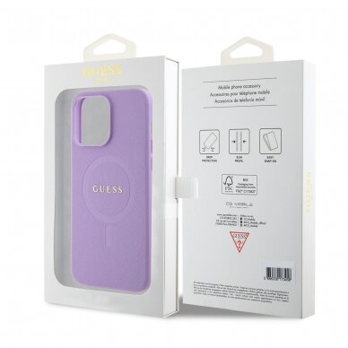 iPhone 15 PRO MAX purple Saffiano MagSafe GUESS nugarėlė 7