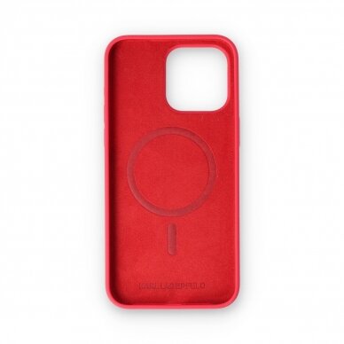 iPhone 15 PRO MAX red Magsafe Silicone KC Heads Ring KARL LAGERFELD nugarėlė 1