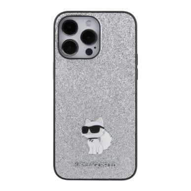 iPhone 15 PRO MAX silver Fixed Glitter Metal PIN KARL LAGERFELD nugarėlė 2