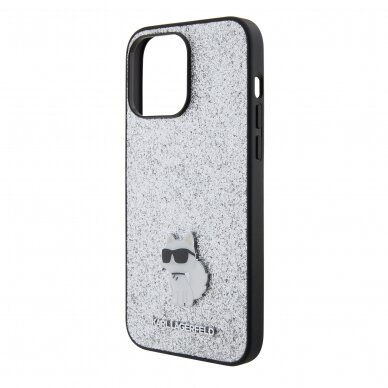 iPhone 15 PRO MAX silver Fixed Glitter Metal PIN KARL LAGERFELD nugarėlė 5