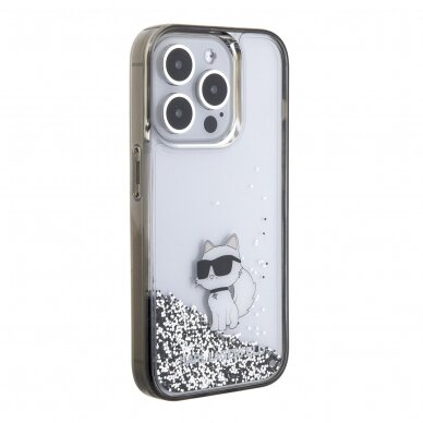 iPhone 15 PRO MAX silver Liquid Glitter Choupette KARL LAGERFELD nugarėlė 2