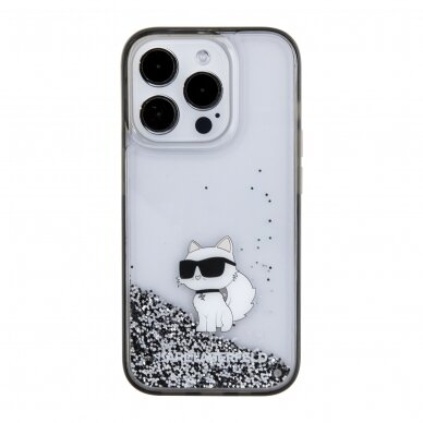 iPhone 15 PRO MAX silver Liquid Glitter Choupette KARL LAGERFELD nugarėlė 3