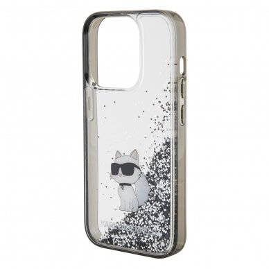 iPhone 15 PRO MAX silver Liquid Glitter Choupette KARL LAGERFELD nugarėlė 5