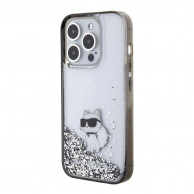 iPhone 15 PRO MAX silver Liquid Glitter Choupette KARL LAGERFELD nugarėlė