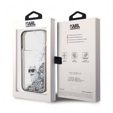 iPhone 15 PRO MAX silver Liquid Glitter Choupette KARL LAGERFELD nugarėlė 7