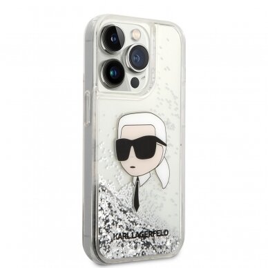 iPhone 15 PRO MAX silver Liquid Glitter Karl Head KARL LAGERFELD nugarėlė 3