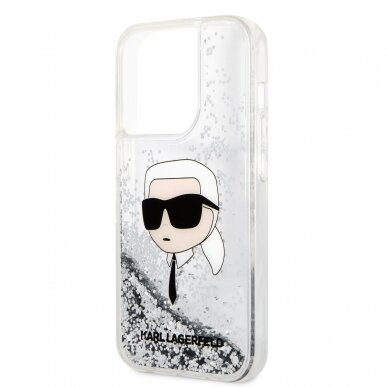 iPhone 15 PRO MAX silver Liquid Glitter Karl Head KARL LAGERFELD nugarėlė 5