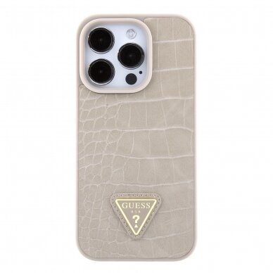 iPhone 15 PRO MAX taupe PU Leather Croco Logo Bundle Charm GUESS nugarėlė 2