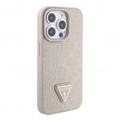 iPhone 15 PRO MAX taupe PU Leather Croco Logo Bundle Charm GUESS nugarėlė 3