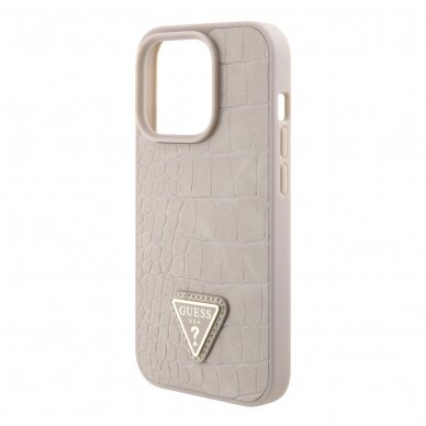 iPhone 15 PRO MAX taupe PU Leather Croco Logo Bundle Charm GUESS nugarėlė 5