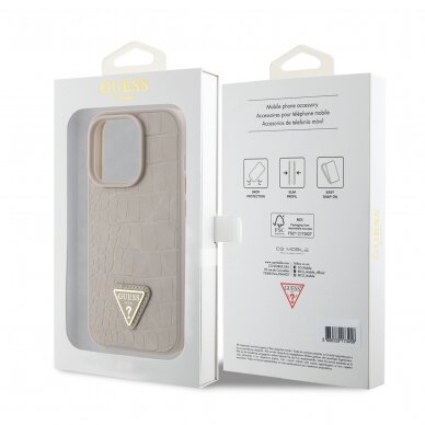 iPhone 15 PRO MAX taupe PU Leather Croco Logo Bundle Charm GUESS nugarėlė 7