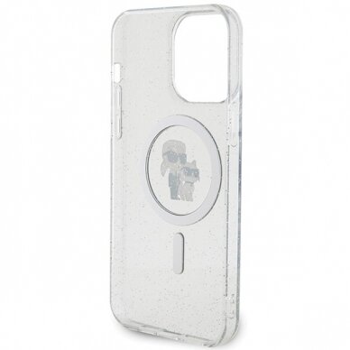 iPhone 15 PRO MAX transparent Glitter MagSafe Karl&Choupette KARL LAGERFELD nugarėlė 14