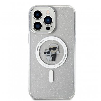 iPhone 15 PRO MAX transparent Glitter MagSafe Karl&Choupette KARL LAGERFELD nugarėlė 3