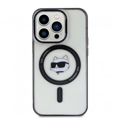 iPhone 15 PRO MAX transparent IML Choupette`s Head MagSafe KARL LAGERFELD nugarėlė 3