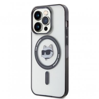 iPhone 15 PRO MAX transparent IML Choupette`s Head MagSafe KARL LAGERFELD nugarėlė 1