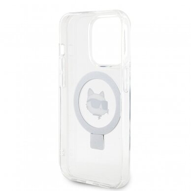 iPhone 15 PRO MAX white Ring Stand MagSafe Choupette Head KARL LAGERFELD nugarėlė 6