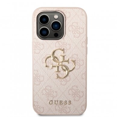 iPhone 15 PRO pink Metal Logo GUESS nugarėlė 2