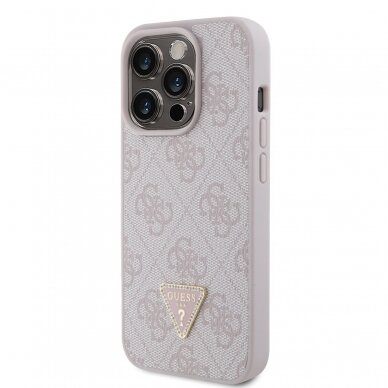 iPhone 15 PRO pink Strass Triangle Metal Logo GUESS nugarėlė 1