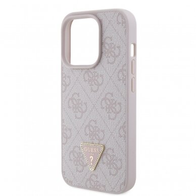 iPhone 15 PRO pink Strass Triangle Metal Logo GUESS nugarėlė 5