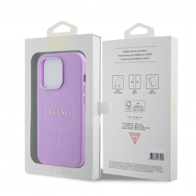 iPhone 15 PRO purple Saffiano MagSafe GUESS nugarėlė 7