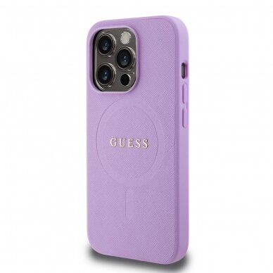 iPhone 15 PRO purple Saffiano MagSafe GUESS nugarėlė 1