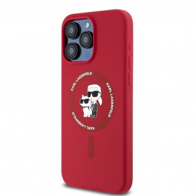 iPhone 15 PRO red Magsafe Silicone KC Heads Ring KARL LAGERFELD nugarėlė 1