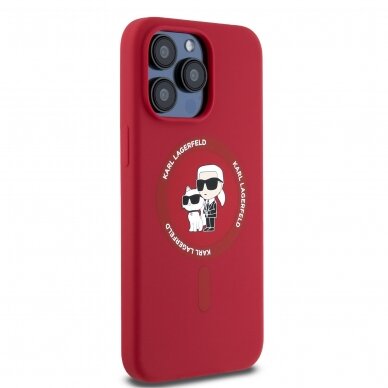 iPhone 15 PRO red Magsafe Silicone KC Heads Ring KARL LAGERFELD nugarėlė 3