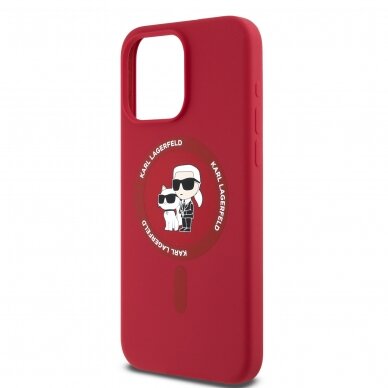 iPhone 15 PRO red Magsafe Silicone KC Heads Ring KARL LAGERFELD nugarėlė 5