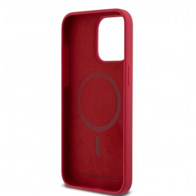 iPhone 15 PRO red Magsafe Silicone KC Heads Ring KARL LAGERFELD nugarėlė 6